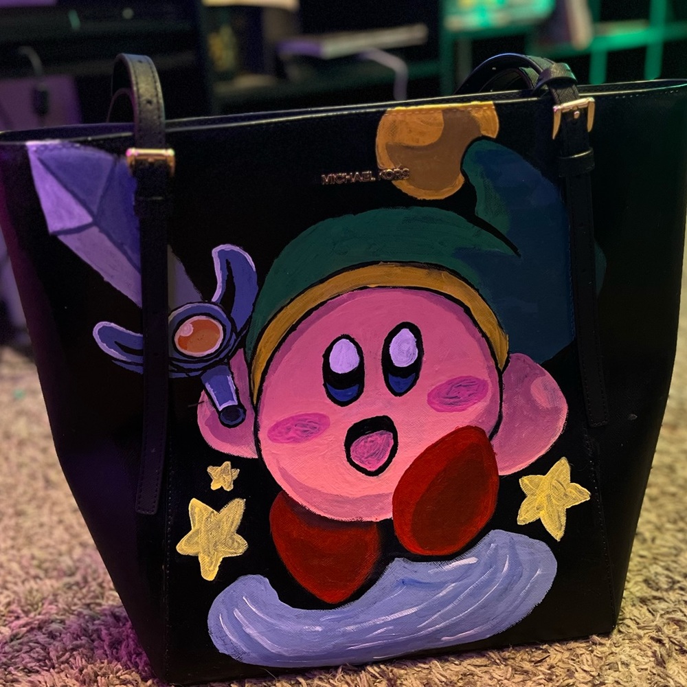 Custom Michael Kors Megan Large Saffiano Black Logo Tote